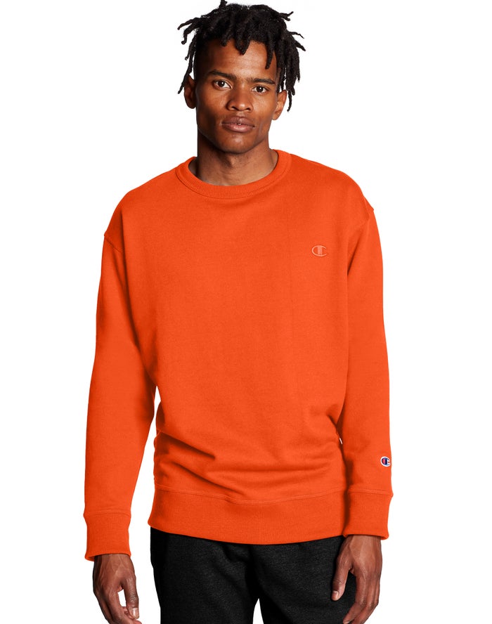 Champion Sweatshirt Heren - Oranje - Powerblend Fleece Crew C Logo ( 312478-JVQ )